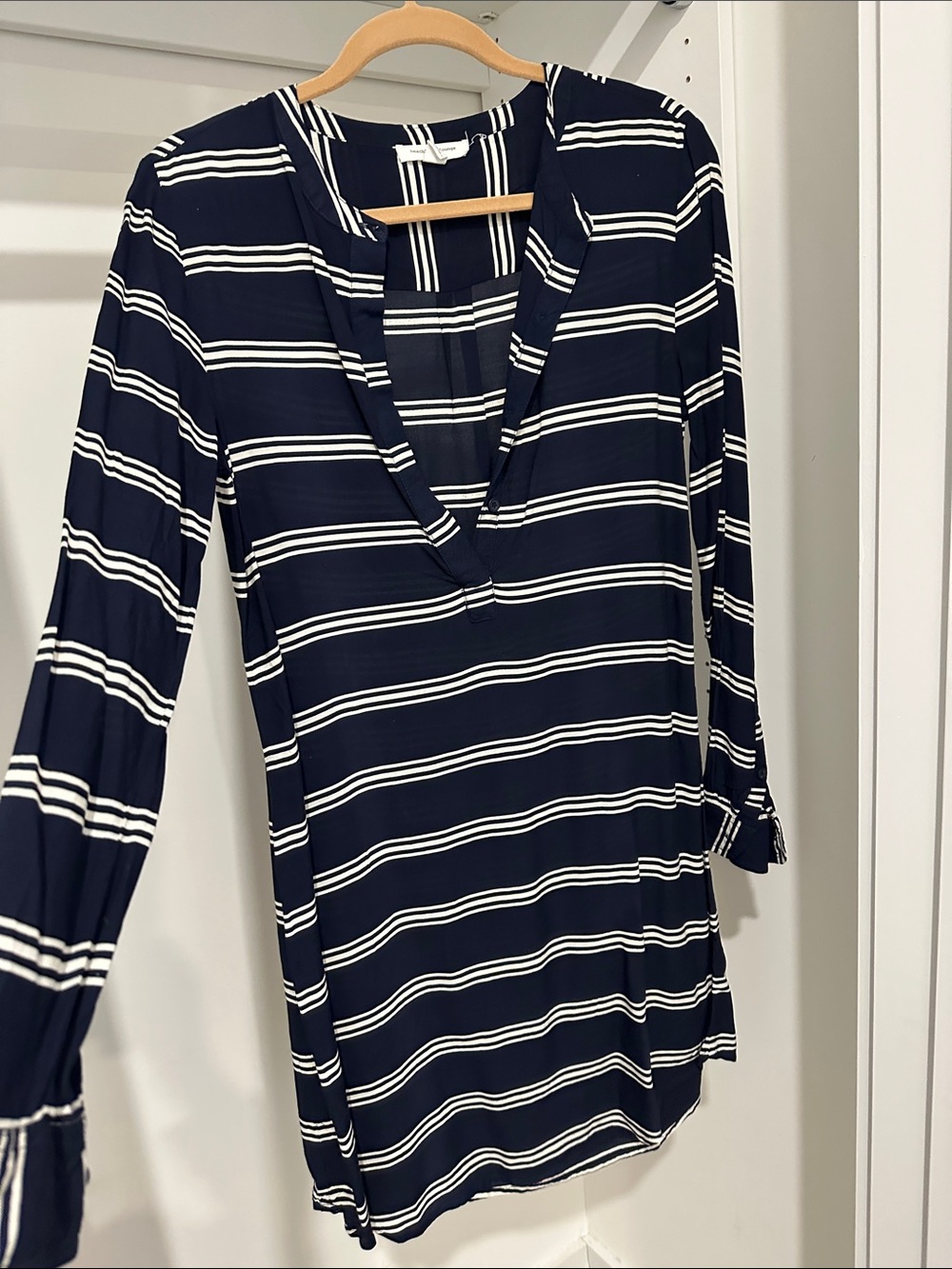beachlunchlounge Navy and White Striped V-Neck Tunic